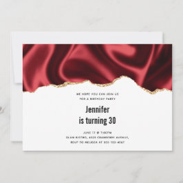 Convite Glamour Vermelho Escuro Ondulado Design Abstrato d