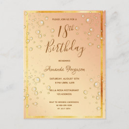 Convite glamouroso com bolhas douradas para festa 