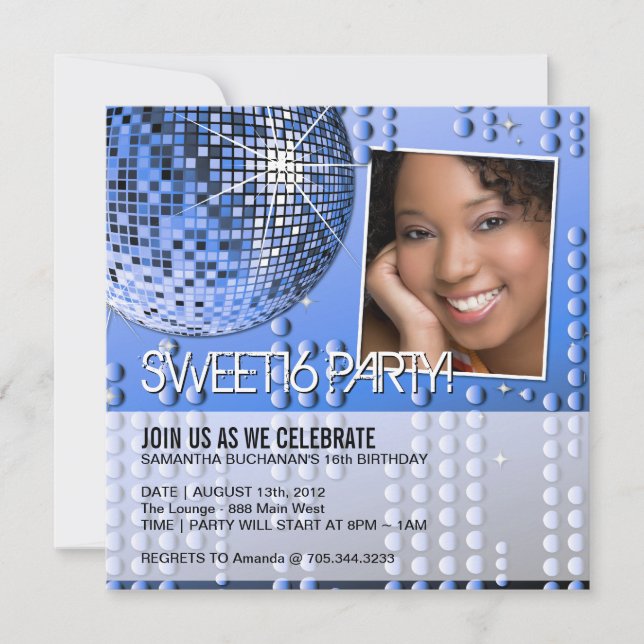 Convite Glamouroso para Festa Sweet Sixteen com Bo (Frente)