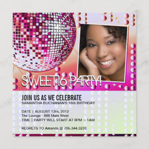 Convite Glamouroso Sweet Sixteen Bola de Disco