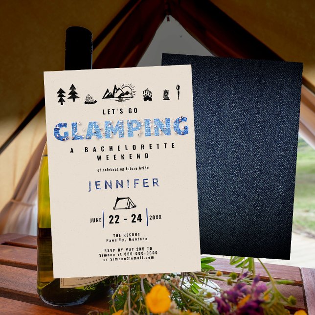 Convite Glamping Glam Denim Festa de solteira de Ouros (Criador carregado)
