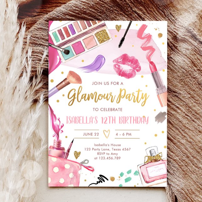 Convite Glamz Glam Spa Girl Makeday (Criador carregado)