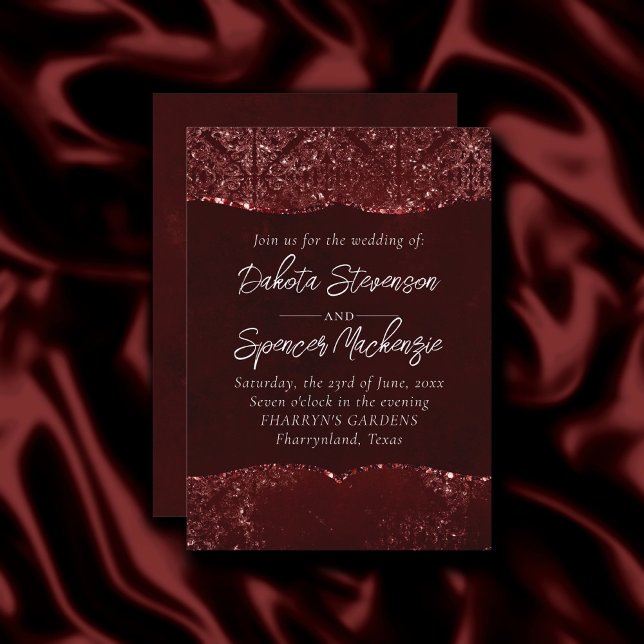 Convite Glimmery Henna Grunge | Rich Bloch Red Glam Damask (Criador carregado)