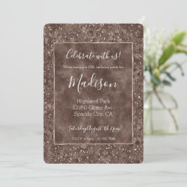 Convite Glitor de Impressão Castanho-Leopardo-Castanho
