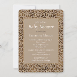 Convite Glitor de Impressão de Animais de Creme Castanho L