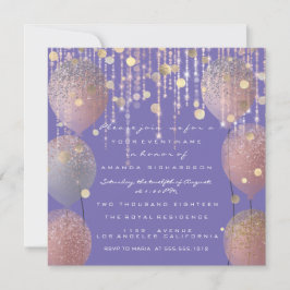 Convite Glitter Balão-Rosa Dourado Bridal Doce 16.a Ruppl