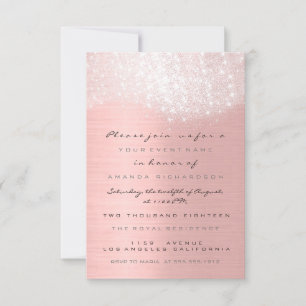 Convite Glitter Branca Rosa Dourada Bridal Doce 16º