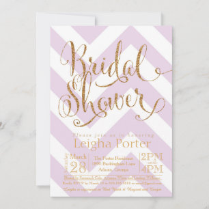 Convite Glitter Chá de panela Purple Chevron