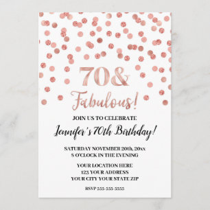 Convite Glitter Confetti 70 Dourado rosa e Fabuloso