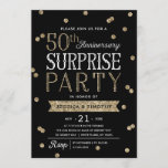 Convite Glitter Confetti Surprise Party, 50 anos<br><div class="desc">Este Convite de festas chic e na moda 50º aniversário da Surpresa apresenta um elegante tema de confete de ouro rosa com tipografia moderna. Personalize a cor de fundo para corresponder ao tema do evento. Para um convite ainda mais memorável, selecione uma forma recortada, um papel texturizado ou um papel...</div>