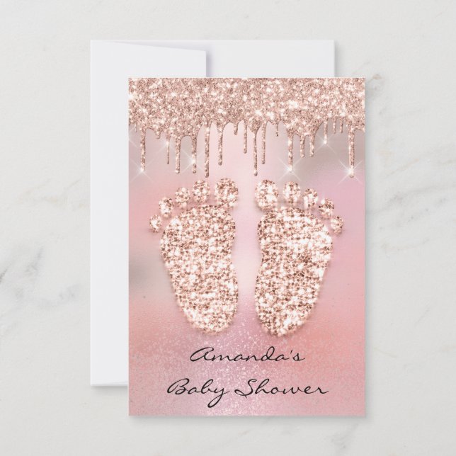 Convite Glitter cor-de-rosa Colorir unidades com Rosa de C (Verso)