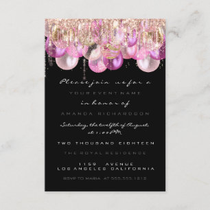 Convite Glitter cor-de-rosa Rosa Preto Bridal Doce 16º