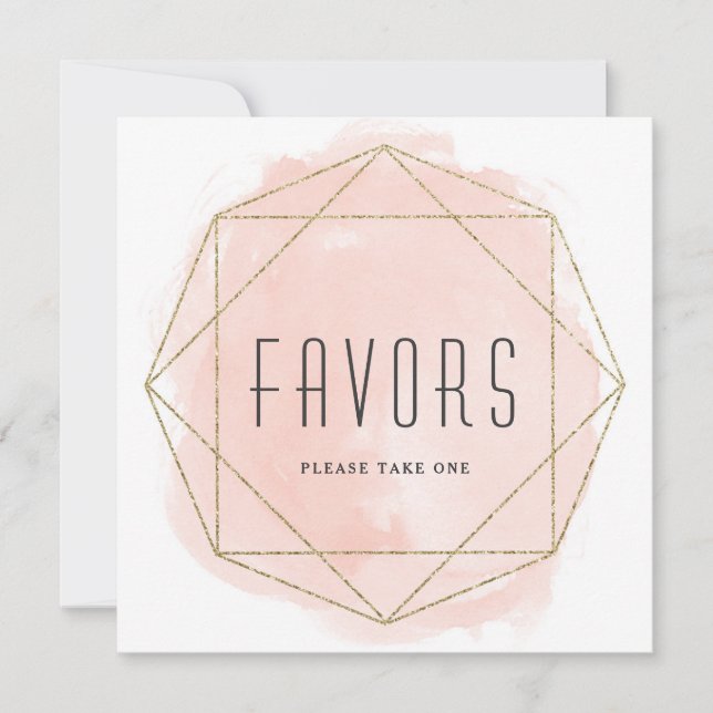 Convite Glitter de Aquarela favorece o sinal de Mesa  (Frente)