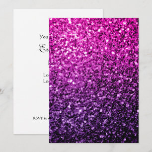 Convite Glitter de brilho do Ombre rosa púrpura Personaliz