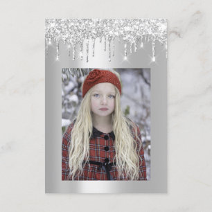 Convite Glitter de cinza Drips Silver Bridal Sweet 16th Sp