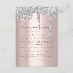 Convite Glitter de faísca Drips Rosa de prata Doce de suor