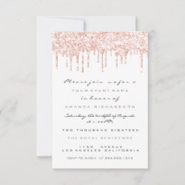 Convite Glitter de faísca Rosa Bridal Doce 16º