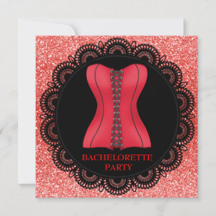 CONVITE GLITTER DE FESTA DE SOLTEIRA DO CORSET VERMELHO