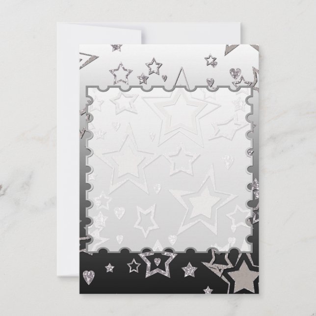 Convite Glitter de gradiente natalício brilhando estrelas  (Frente)