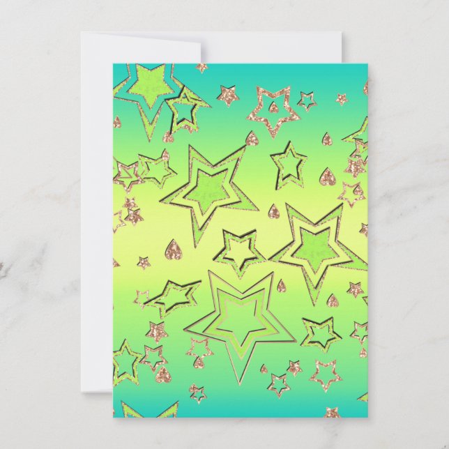 Convite Glitter de gradiente natalício brilhando estrelas  (Frente)