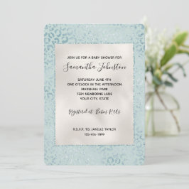 Convite Glitter de Impressão de Leopardo Azul