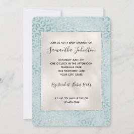 Convite Glitter de Impressão de Leopardo Azul