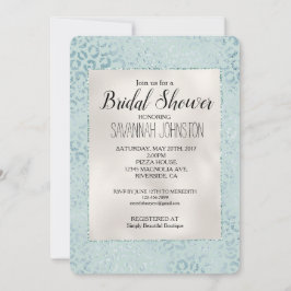 Convite Glitter de Impressão de Leopardo Azul