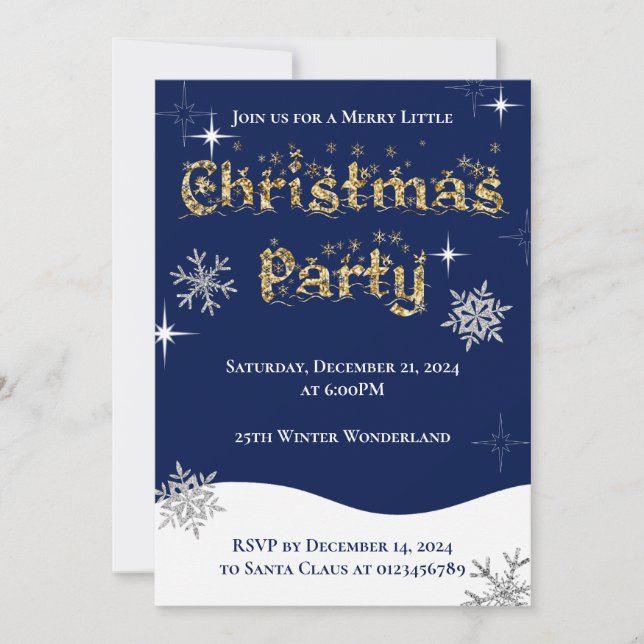 Convite Glitter de Natal Simples Elegante (Frente)