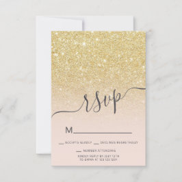 Convite Glitter de ouro máx. RSVP cor-de-rosa Doce 16