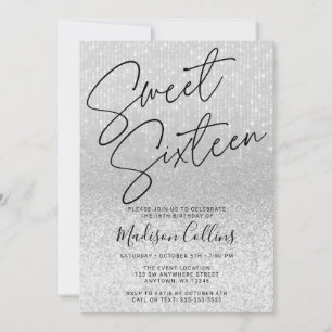 Convite Glitter de Prata Chic 16