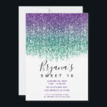 Convite Glitter De Teal Roxo Doce 16 Aniversário<br><div class="desc">Personalizar para qualquer evento</div>