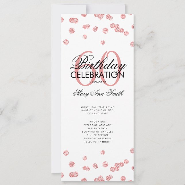 Convite Glitter Dourada do Programa de Aniversário 60º com (Frente)