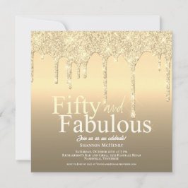 Convite Glitter Dourado Cinquenta e Fabuloso Aniversário