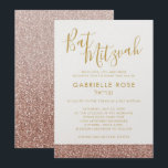Convite Glitter Dourado com rosa Bat Simples de Chic Strip<br><div class="desc">Rosa,  Dourada,  Glitter Stripe rosa e Ombre Fade,  Plano de Fundo Mitzvah,  Convite com Fontes de Script Sofisticadas e Elegantes e Estilo Chic e Moderno.</div>