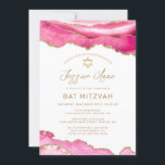 Convite Glitter Dourado Cor-de-rosa-chic Bat Mitzvah<br><div class="desc">O moderno cor-de-rosa e o falso brilho dourado agita com uma estrela dourada de David decora este chic Convite Mitzvah. Este design elegante apresenta uma borda superior de um agato de mármore rosa acentuado com falso brilho dourado. Seus detalhes de celebração podem ser personalizados em uma caligrafia moderna de faux...</div>