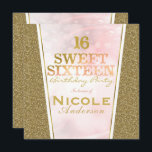 Convite Glitter Dourado cor-de-rosa Glama Sweet 16 Festa d<br><div class="desc">Glitter Glam Cor-de-rosa e Dourado Doce 16 Convites de festas de aniversários.</div>