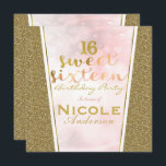 Convite Glitter Dourado cor-de-rosa Glama Sweet 16 Festa d<br><div class="desc">Glitter Glam Cor-de-rosa e Dourado Doce 16 Convites de festas de aniversários.</div>