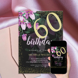Convite Glitter Dourado de Leitura Aquática Chic Floral
