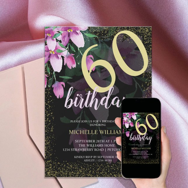 Convite Glitter Dourado de Leitura Aquática Chic Floral (Criador carregado)