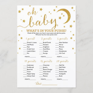 Convite Glitter Dourado estrela O que há na sua bolsa