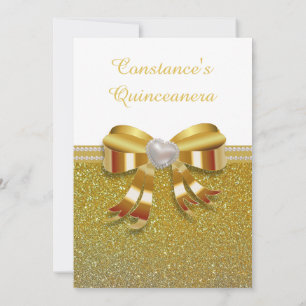 Convite Glitter Dourado para Quinceanera