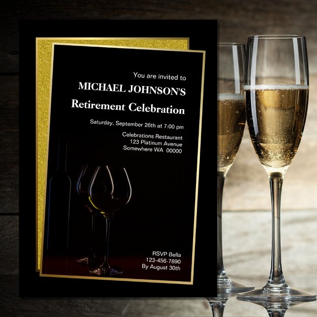 Convite Glitter Dourado Preto da Classe do Partido da Refo (Criador carregado)