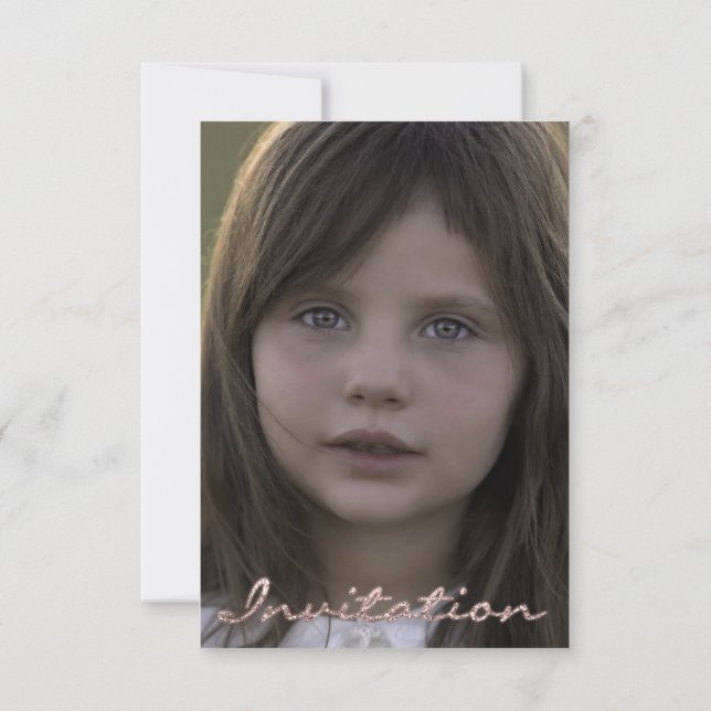 Convite Glitter Dourado Rosa de Festa de aniversário de de (Verso)