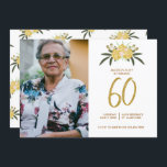 Convite Glitter Dourado Rosa e Folhas Botânicas 60º Aniver<br><div class="desc">Um clássico convite floral de 60 anos com um toque de ouro e brilho. Personalize-o com seus detalhes de aniversário.</div>