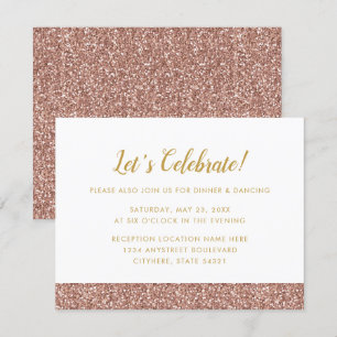 Convite Glitter Dourado rosa e Placa de Recepção A2 Dour