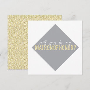 Convite Glitter Dourado Você será a minha Matriz de Honra?