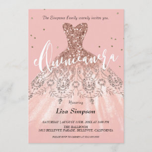 Convite Glitter Dress Quinceañera