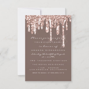 Convite Glitter Drips Rosa Black Bridal Doce Negra-Dourada