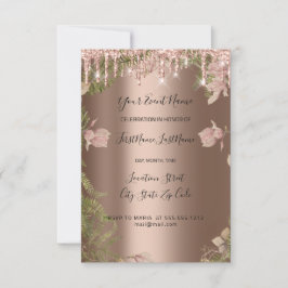 Convite Glitter Drips Rosa Florais de Noiva Coroa de Flore