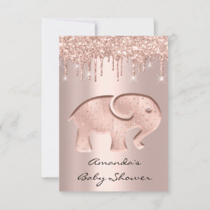 Convite Glitter Drives Rosa Novo Elefante para Chás de Beb